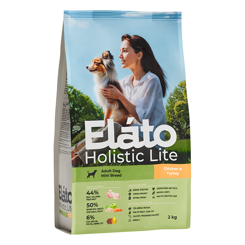 Elato Holistic Lite длЯ собак мелких пород с курицей и индейкой 2 кг 8643, 47509