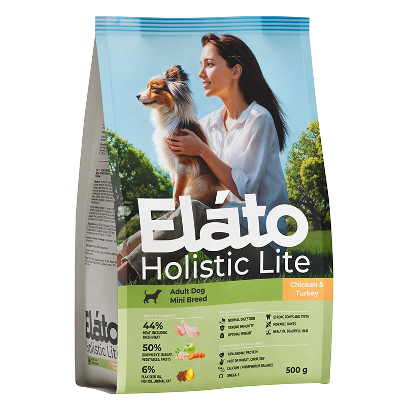 Elato Holistic Lite длЯ собак мелких пород с курицей и индейкой 0,5 кг 8636, 47511