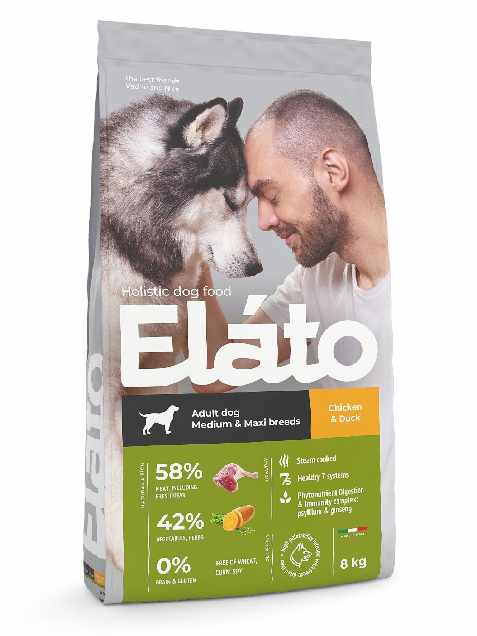 Elato Корм для взрослых собак средних и крупных пород с курицей и уткой P21230W2000 2.000 кг 64247