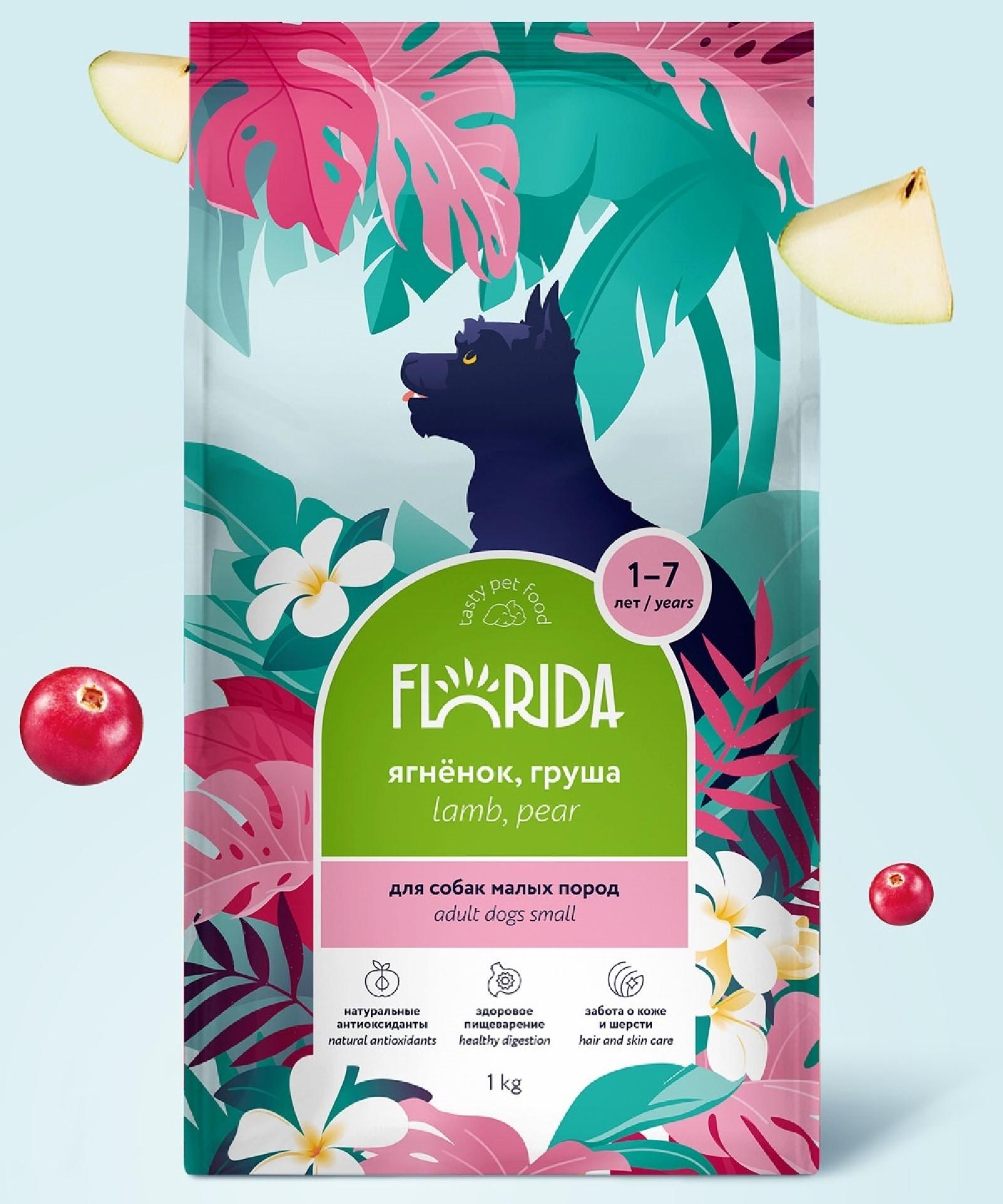 FLORIDA Сухой корм для взрослых собак малых пород с ягненком и грушей  Mini Adult Lamb 1.000 кг 53925