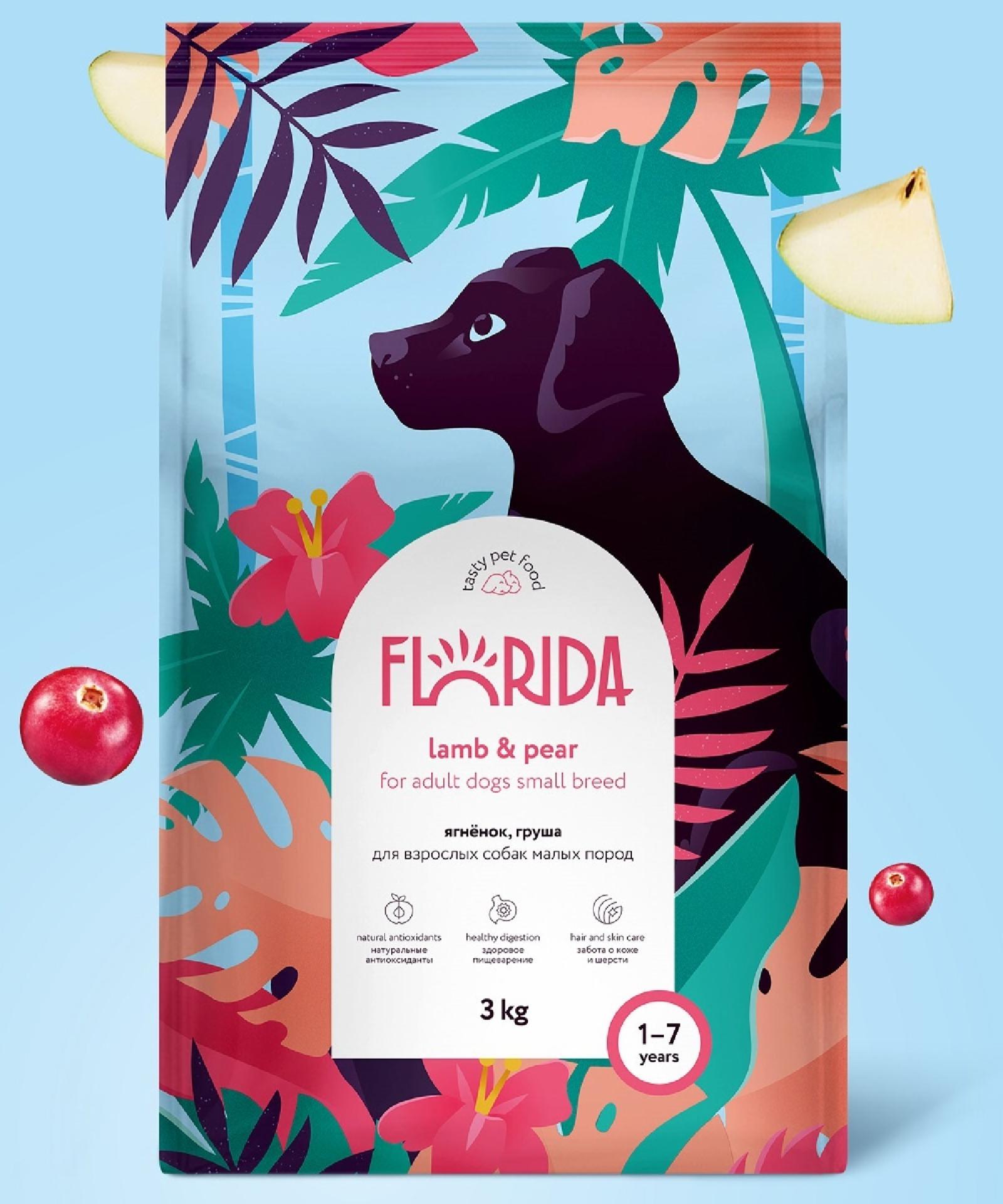 FLORIDA Сухой корм для взрослых собак малых пород с ягненком и грушей  Mini Adult Lamb 1.000 кг 53925