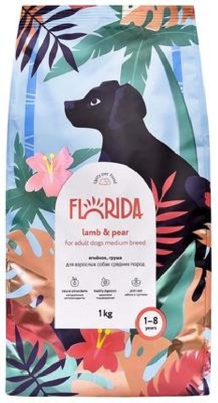 FLORIDA Сухой корм для взрослых собак средних пород с ягненком и грушей 1,000 кг 53927