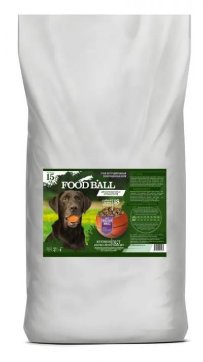 FOOD BALL Сухой корм для взрослых собак крупных пород Мясной Микс 15кг, 26948 