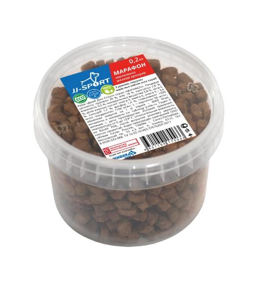 JJ-SPORT Сухой корм для взрослых собак Марафон с телятиной 0,2 кг мелкая гранула, 2110610, 7001001509