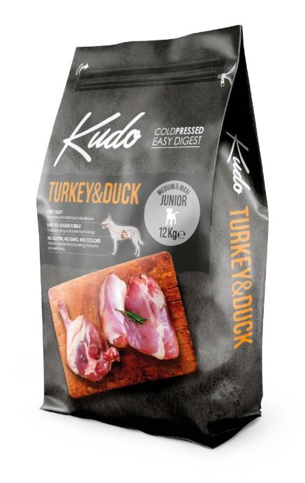 KUDO TURKEY & DUCK MEDIUM-MAXI JUNIOR Сухой корм для щенков Индейка и Утка 12 кг, 11001001207