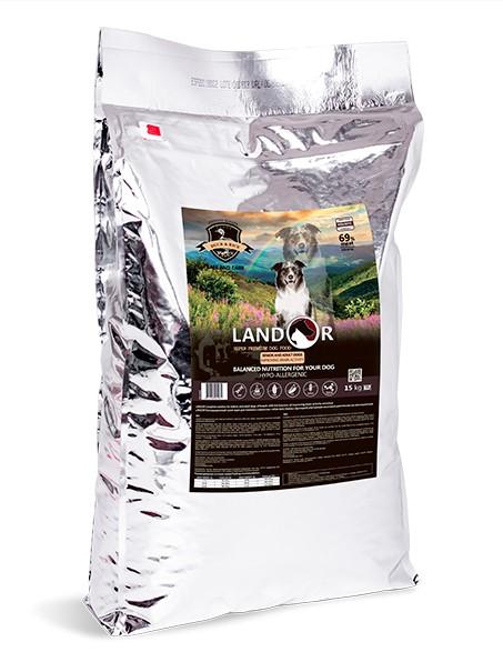 LANDOR сухой корм для пожилых и взрослых собак с функцией улучшения мозговой деятельности Утка с рисом 15 кг