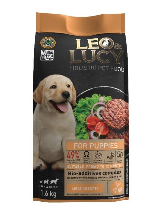 LEO&LUCY Сухой корм для щенков мясное ассорти с овощами и биодобавками 1,6 кг