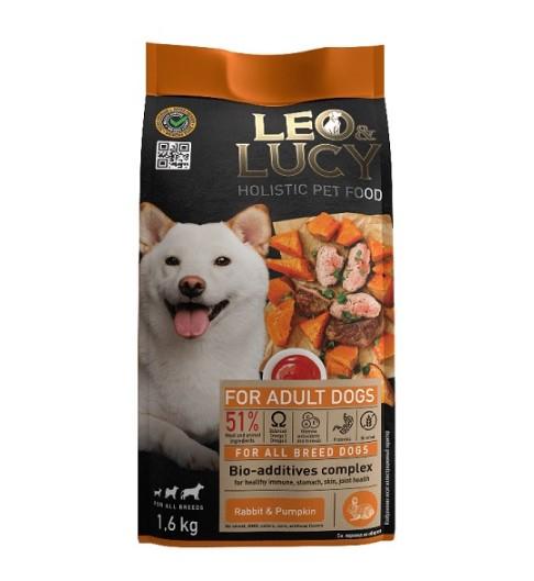LEO&LUCY Сухой корм для собак всех пород с уткой тыквой и биодобавками подходит пожилым 1,6 кг