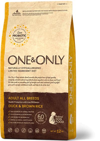 One & Only корм для взрослых собак всех пород, утка с рисом 12 кг