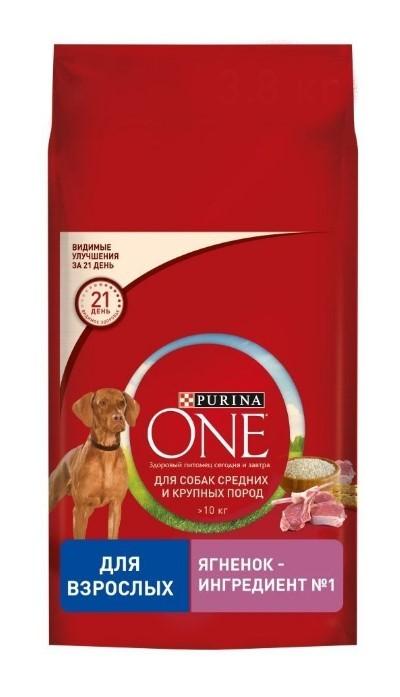 Purina One Сухой корм для взрослых собак с ягненком (12458913) 3,800 кг 53517