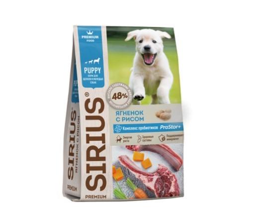 Sirius Сухой корм для щенков и молодых собак ягненок с рисом 91829 15,000 кг 60052
