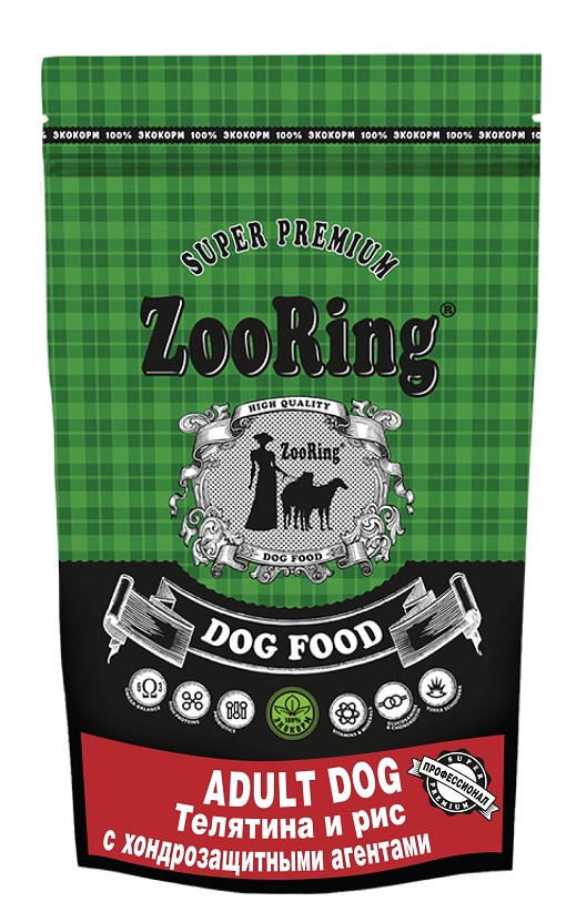  [34232] Корм ZooRing для собак Adult Dog Телятина и рис 2 кг 15, 34232 
