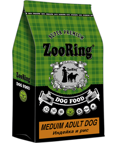   [35938] Корм ZooRing для собак Medium Adult Dog Индейка и рис 10 кг , 35938