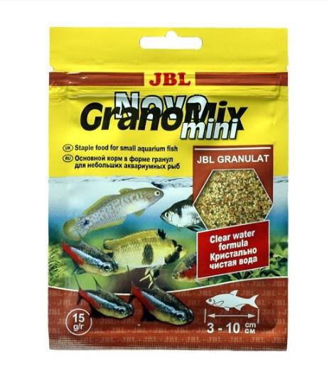 JBL NovoGranoMix mini Основной корм для небольших пресноводных аквариумных рыб гранулы саше 15 г