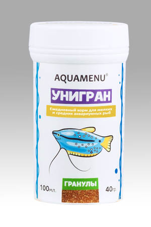 Корм ежедневный AQUAMENU Унигран 100 мл, гранулы для мелких и средних аквариумных рыб 