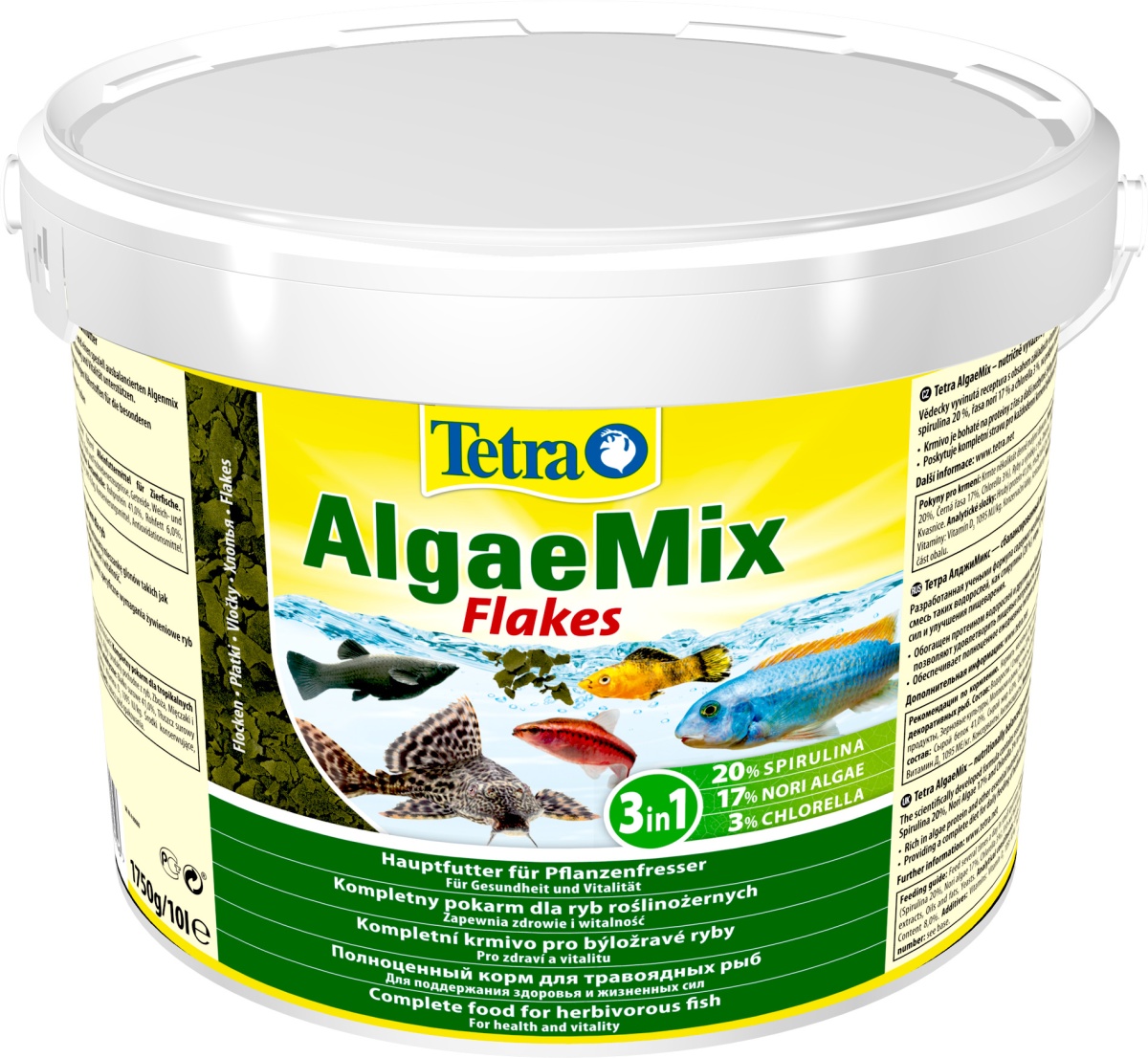 Корм для травоядных рыб Tetra Algae Mix 10 л, хлопья, содержит водоросли