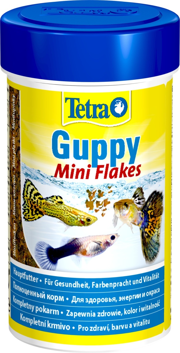 Корм для гуппи Tetra Guppy Mini Flakes 100 мл хлопья подходит для других видов живородящих рыб СРОК 11.25!!!, n197213