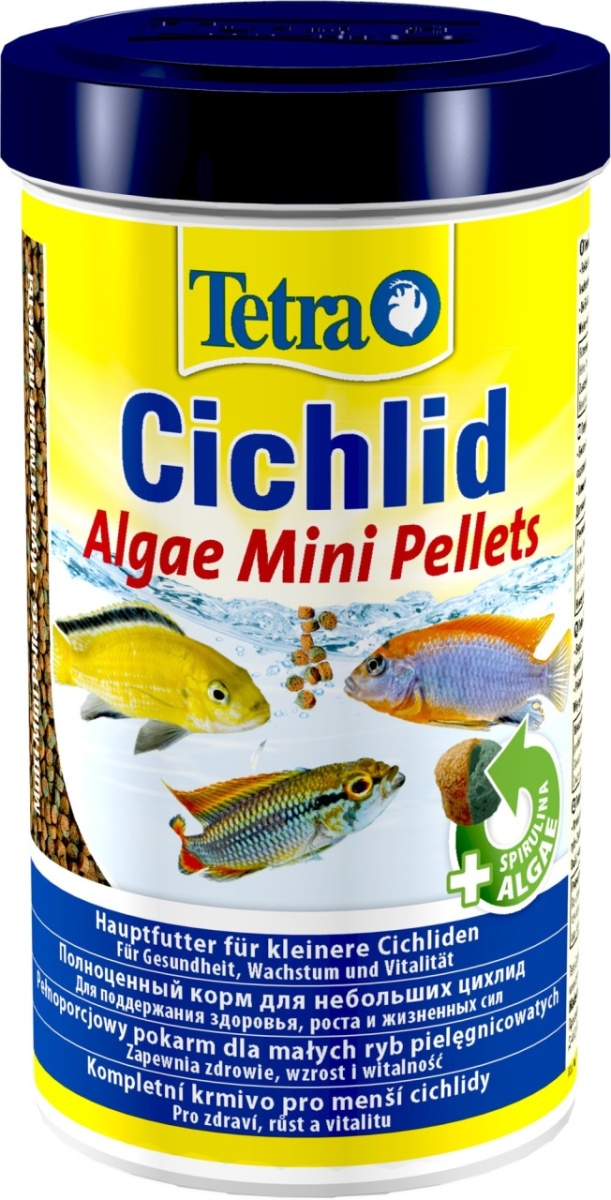 Tetra Корм для всех видов небольших цихлид, мелкие мульти шарики Cichlid Algae Mini 170г, 500 мл, 3600100946