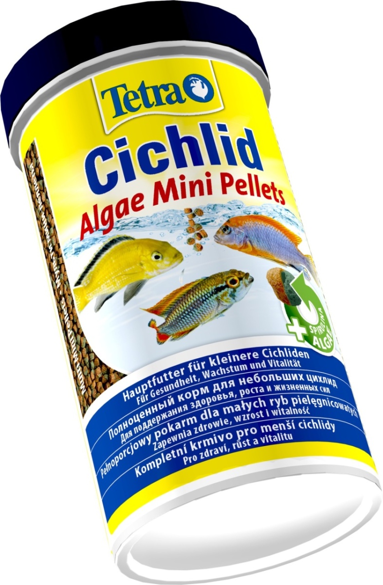 Tetra Корм для всех видов небольших цихлид, мелкие мульти шарики Cichlid Algae Mini 170г, 500 мл, 3600100946