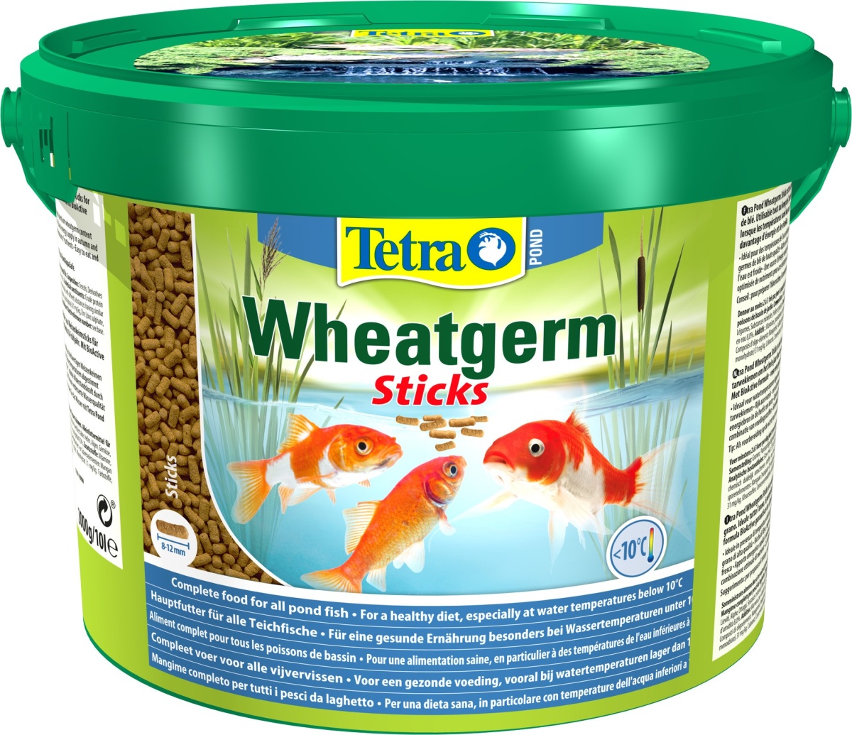 Корм для прудовых рыб Tetra Pond Wheatgerm Sticks 10 л, палочки для кормления прудовых рыб при температурах ниже 10 градусов