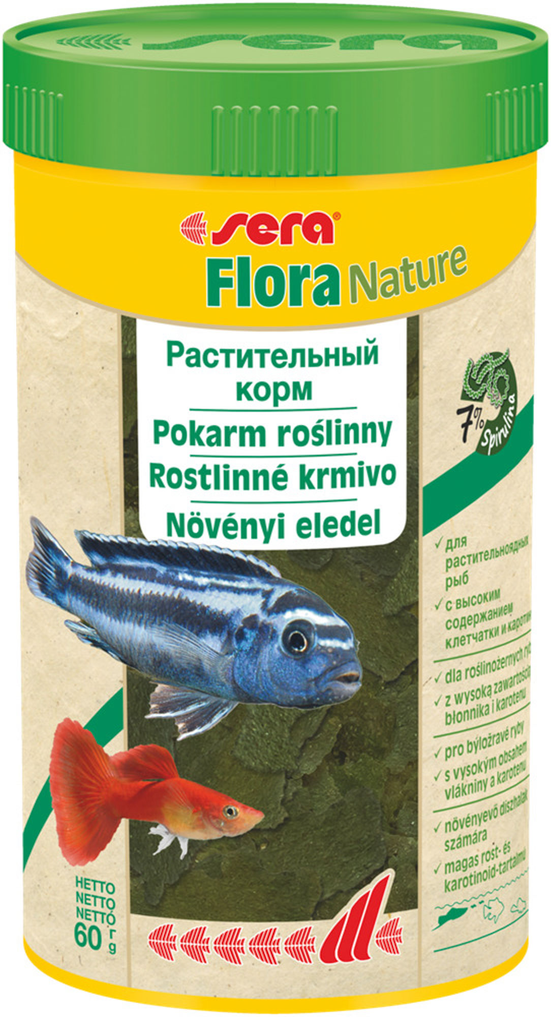  [8171] Flora nature 250мл. хлопьевидный корм д/растительноядных рыб. 1/12, 8171