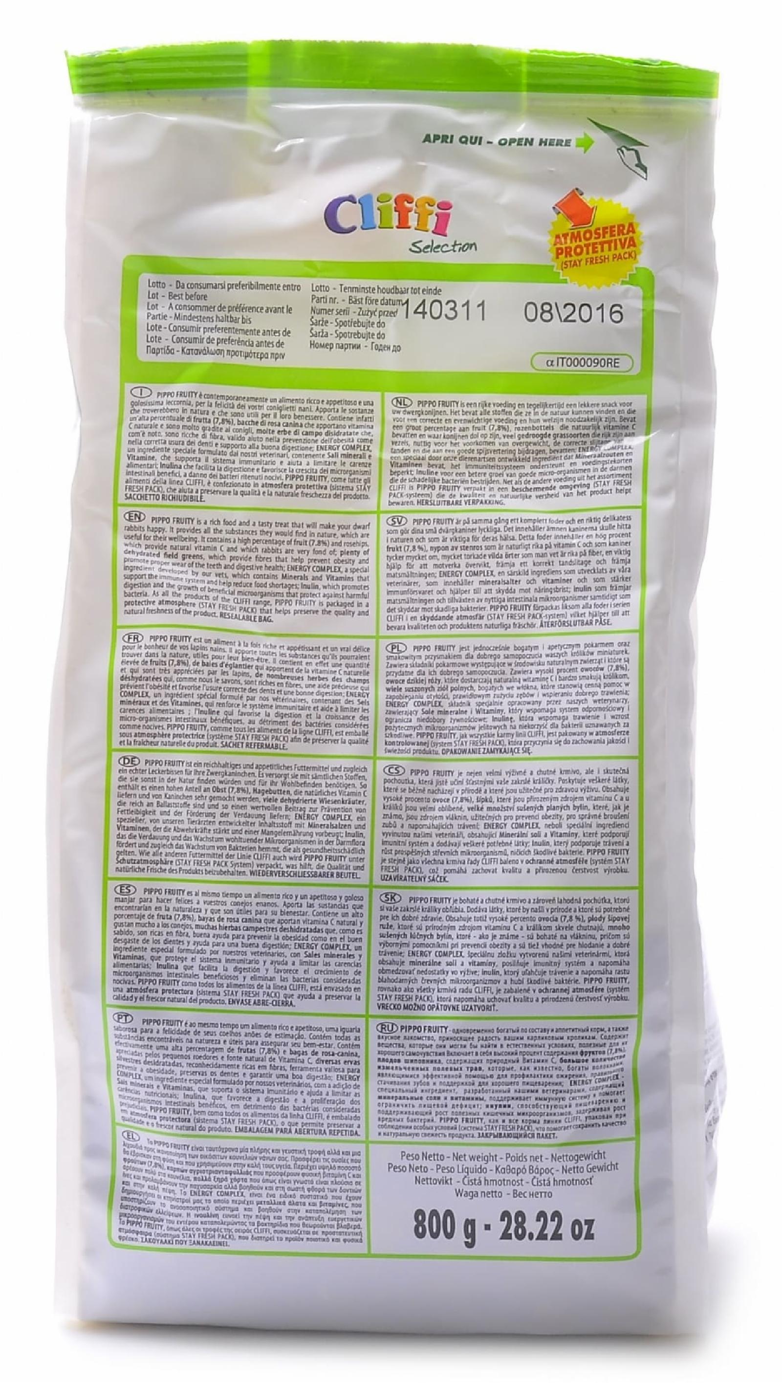 Cliffi (Италия) Корм с фруктами для кроликов (Pippo Fruity SELECTION) PCRA037 0.800 кг 34063, 1500100483