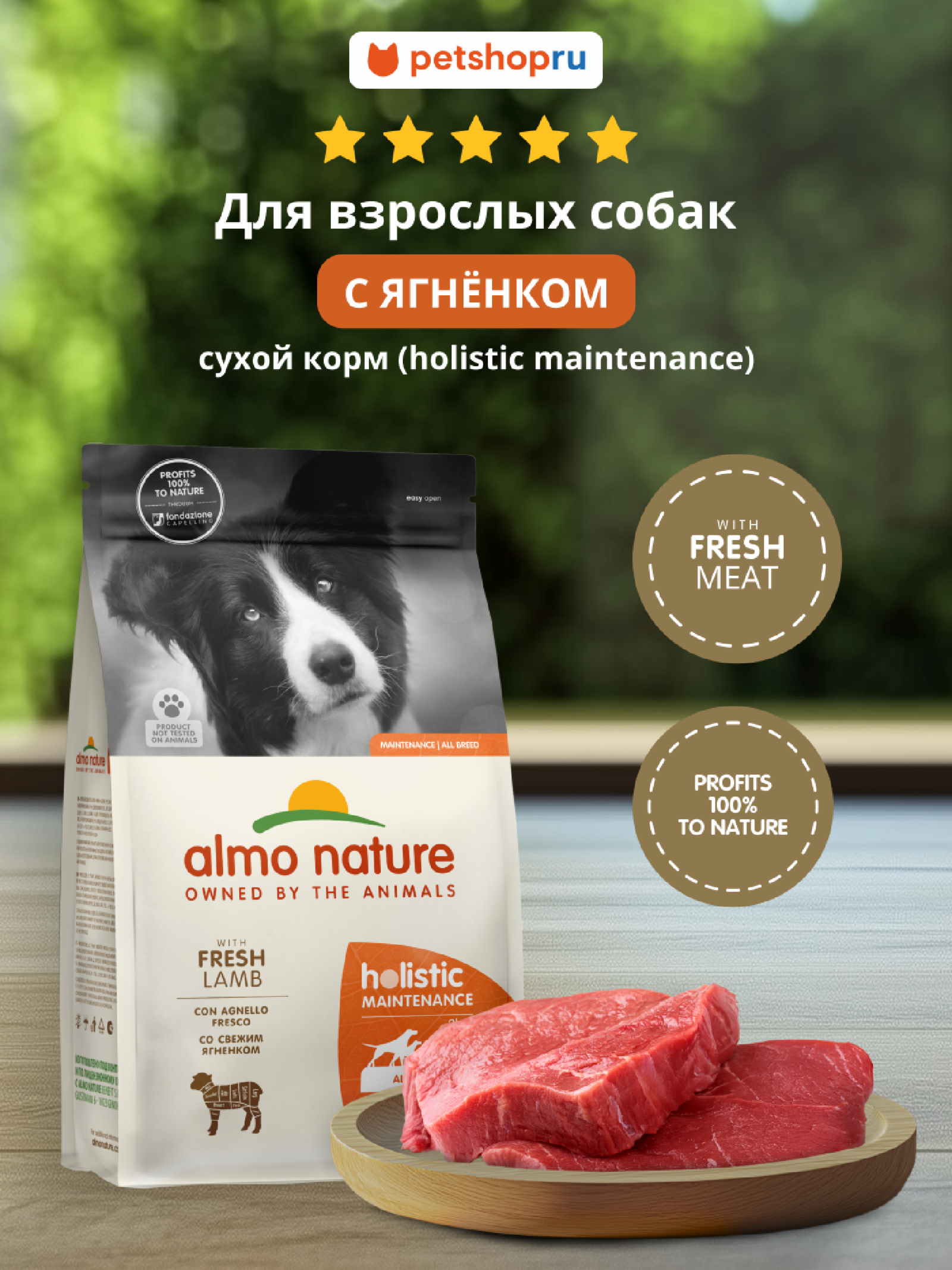 Almo Nature Полнорационный сухой корм для взрослых собак со свежим ягненком и коричневым рисом Life Maintenance ALL Breed Fresh Lamb 12.000 кг 67536