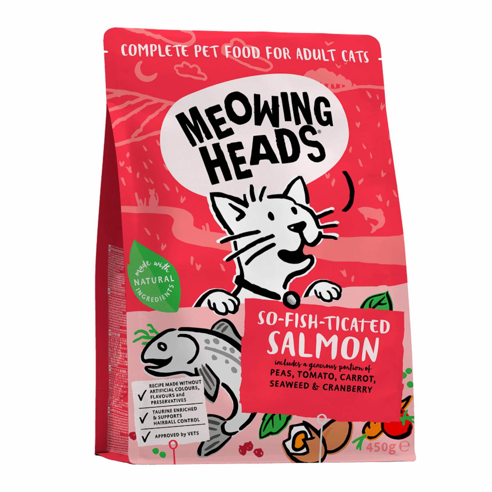 Meowing Heads Для Взрослых кошек с Лососем курицей и рисом Фиш-гурман MSL8 8.000 кг 42740