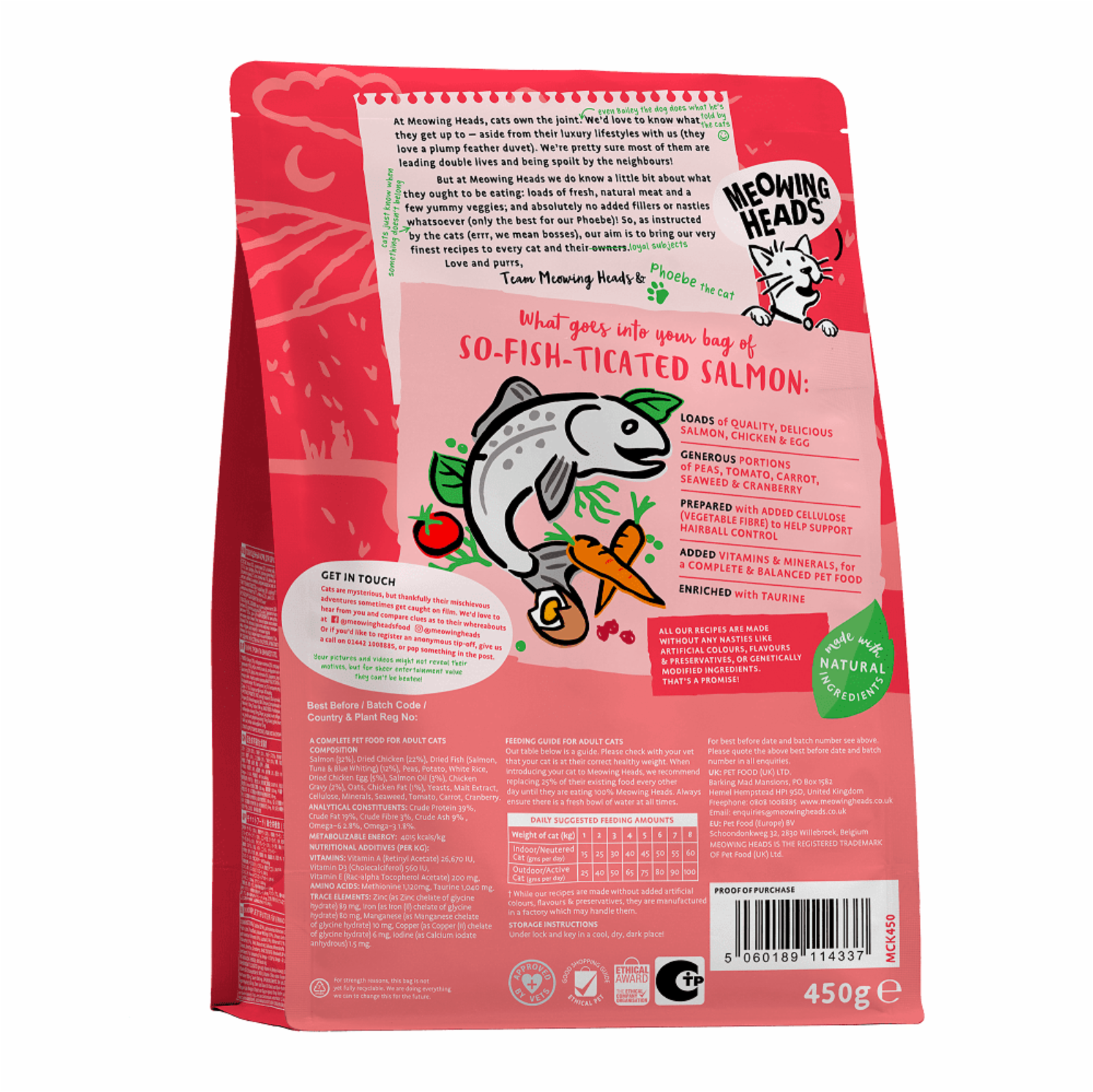 Meowing Heads Для Взрослых кошек с Лососем курицей и рисом Фиш-гурман MSL8 8.000 кг 42740