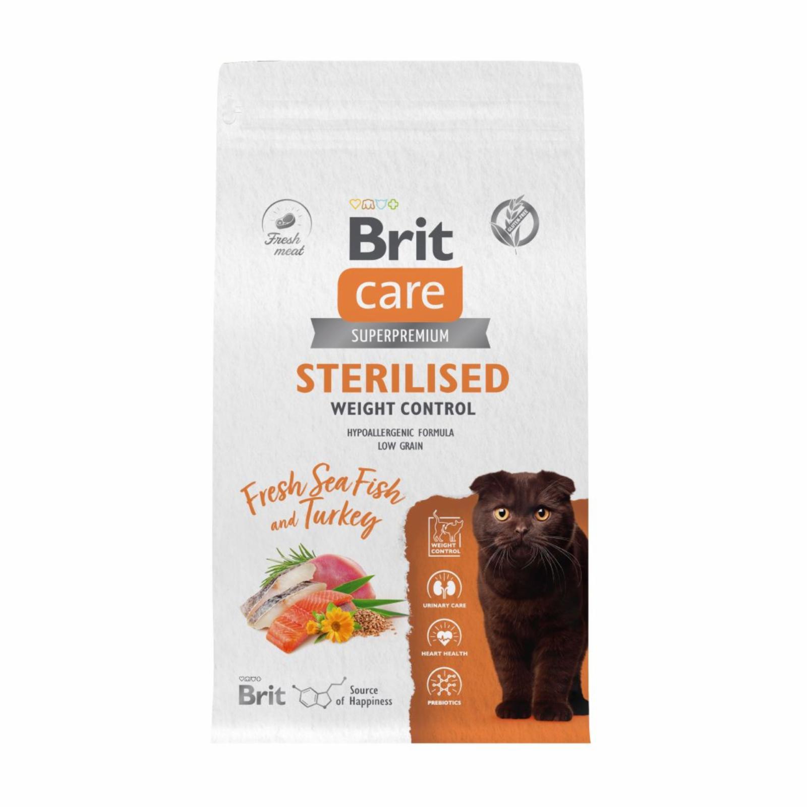 Brit Care Сухой корм Care Cat Sterilised Weight Control с морской рыбой и индейкой для стерилизованных кошек 5066230 1.500 кг 63354