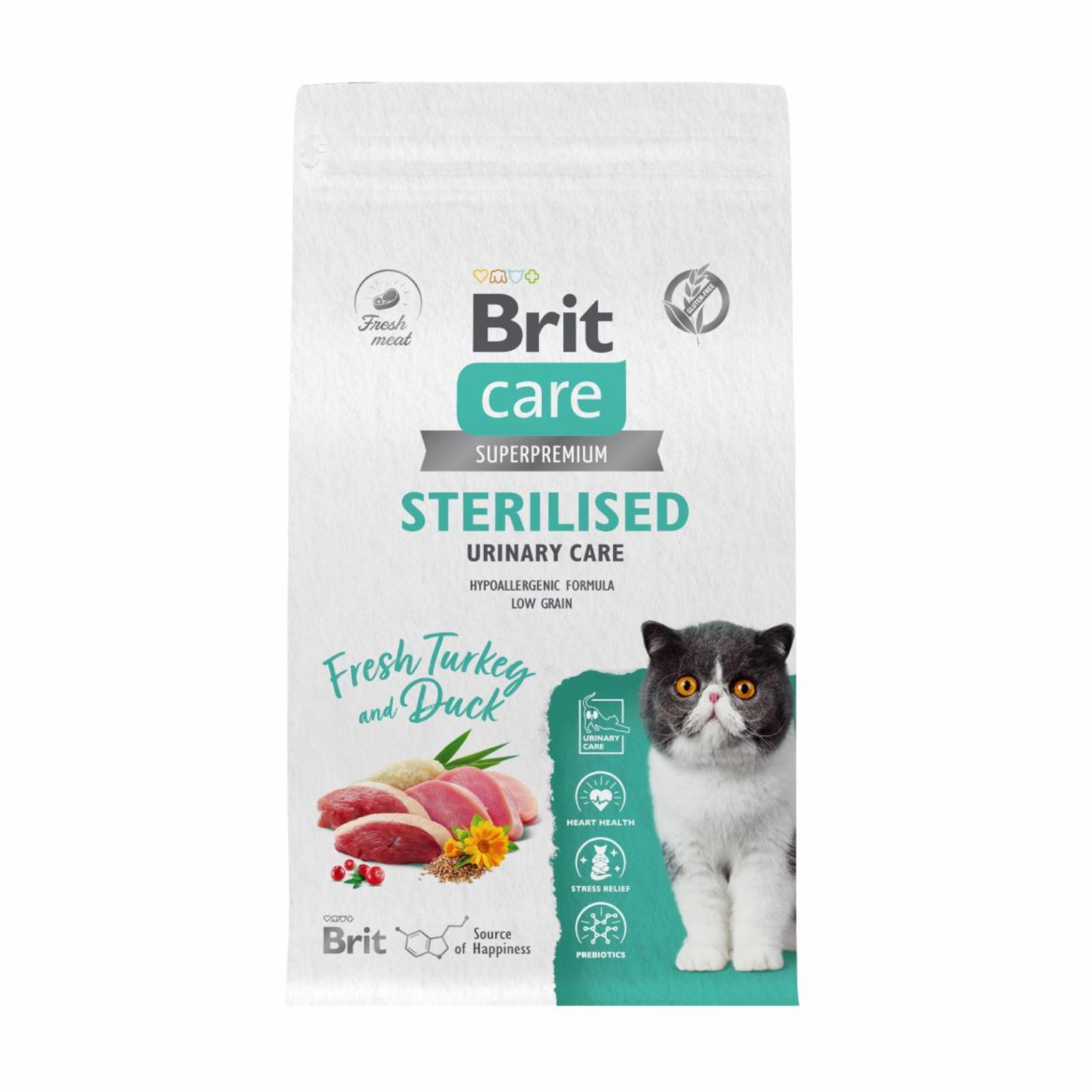 Brit Care Сухой корм Care Cat Sterilised Urinary Care с индейкой и уткой для стерилизованных кошек 5066193 0.400 кг 63352