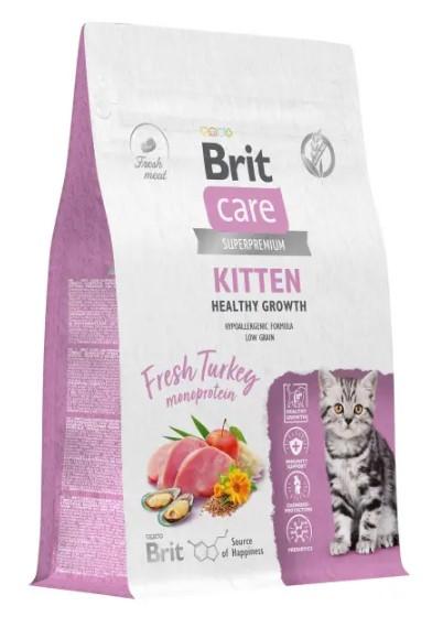 Brit Care Сухой корм Care Cat Kitten Healthy Growth с индейкой для котят беременных и кормящих кошек 5065561 0,400 кг 63329, 16700100662