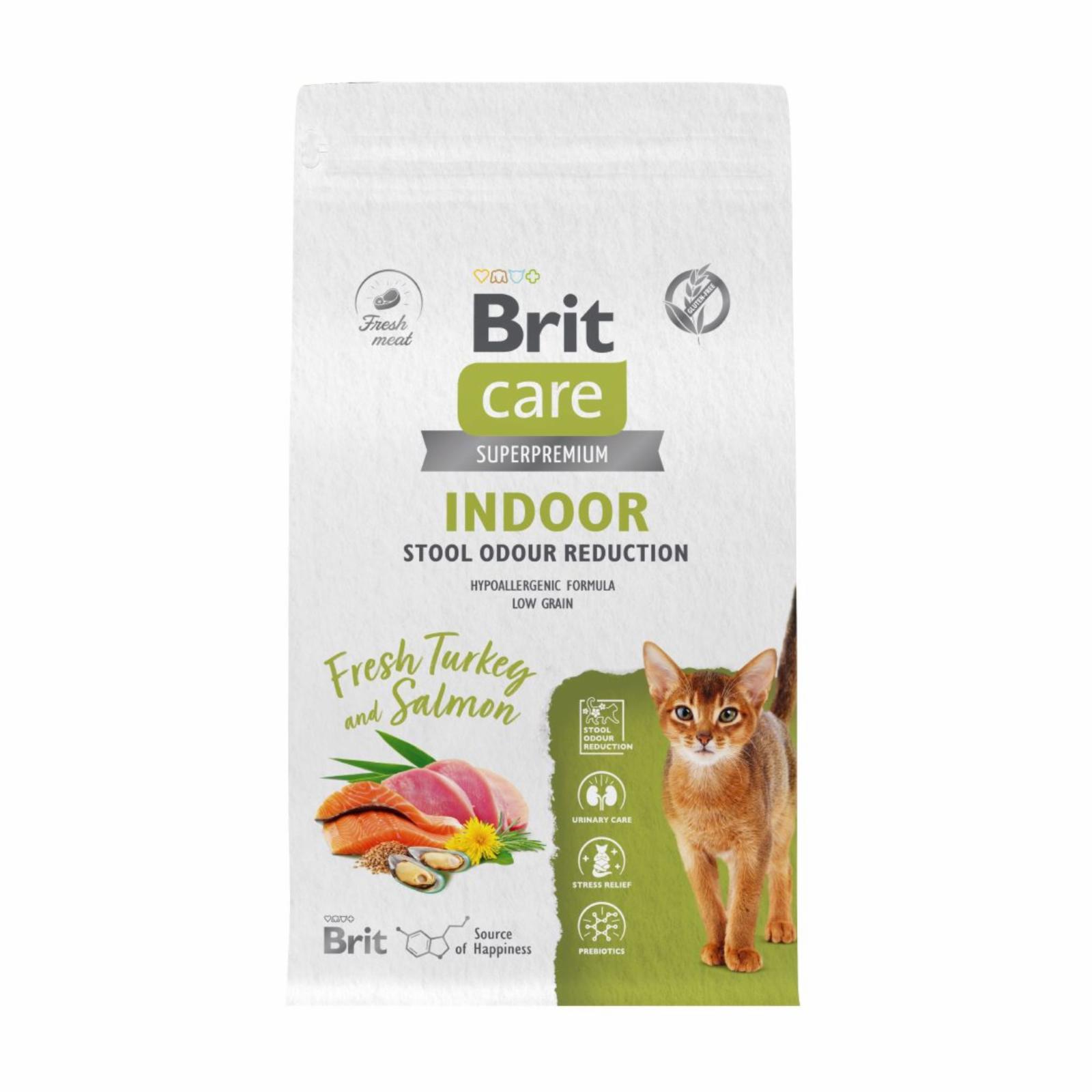 Brit Care Сухой корм Care Cat Indoor Stool Odour Reduction с индейкой и лососем для взрослых кошек 5066100 0.400 кг 63346
