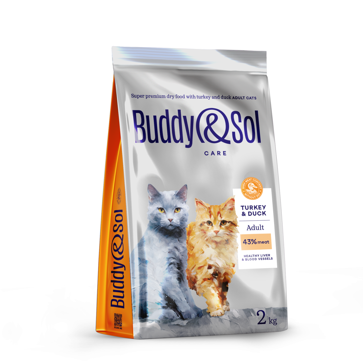 АКЦИЯ -40проц. BUDDY SOL CARE ADULT 2 кг сухой корм для взрослых кошек с индейкой и уткой 1x3, 87666
