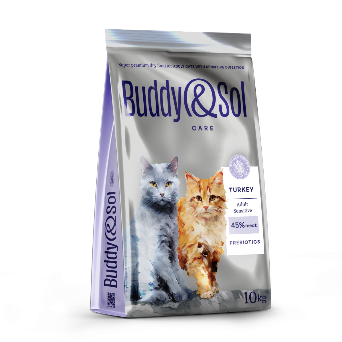 АКЦИЯ -30проц. BUDDY SOL CARE ADULT SENSITIVE 10 кг сухой корм для взрослых кошек с чувствительным пищеварением с индейкой, 87670
