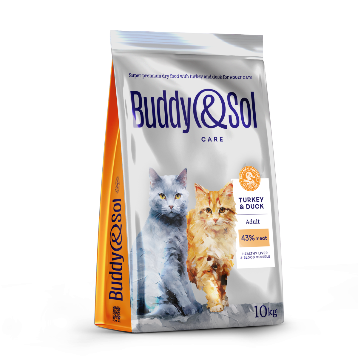 АКЦИЯ -30проц. BUDDY SOL CARE ADULT 10 кг сухой корм для взрослых кошек с индейкой и уткой, 87667