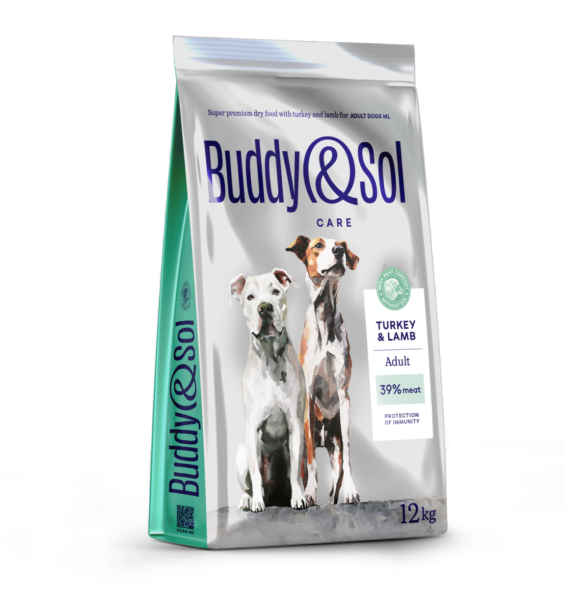 АКЦИЯ -30проц. BUDDY SOL CARE ADULT 12 кг сухой корм для взрослых собак средних и крупных пород  с индейкой и ягненком, 87695