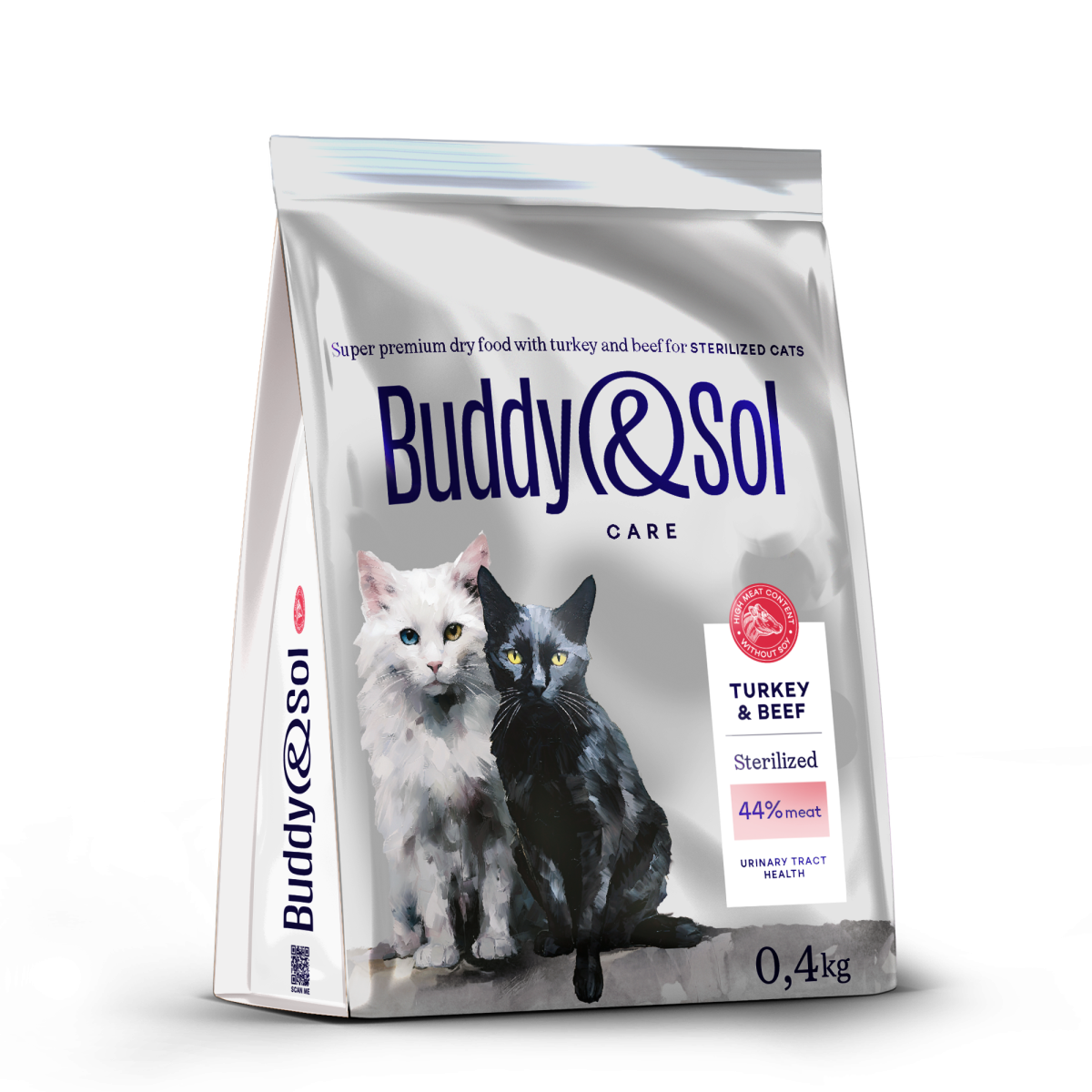 АКЦИЯ -40проц. BUDDY SOL CARE STERILIZED 400 гр сухой корм для взрослых стерилизованных кошек с индейкой и говядиной 1x14, 87676