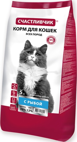 Счастливчик 75325 сух.дкошек с Рыбой 5кг, 96688