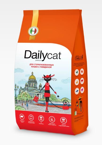 Dailycat casual Сухой корм для взрослых стерилизованных кошек с говядиной 0,4кг 