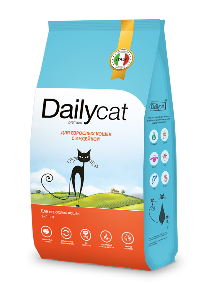 Dailycat корм для взрослых кошек с индейкой 0,4кг, 930ДК0,4DL