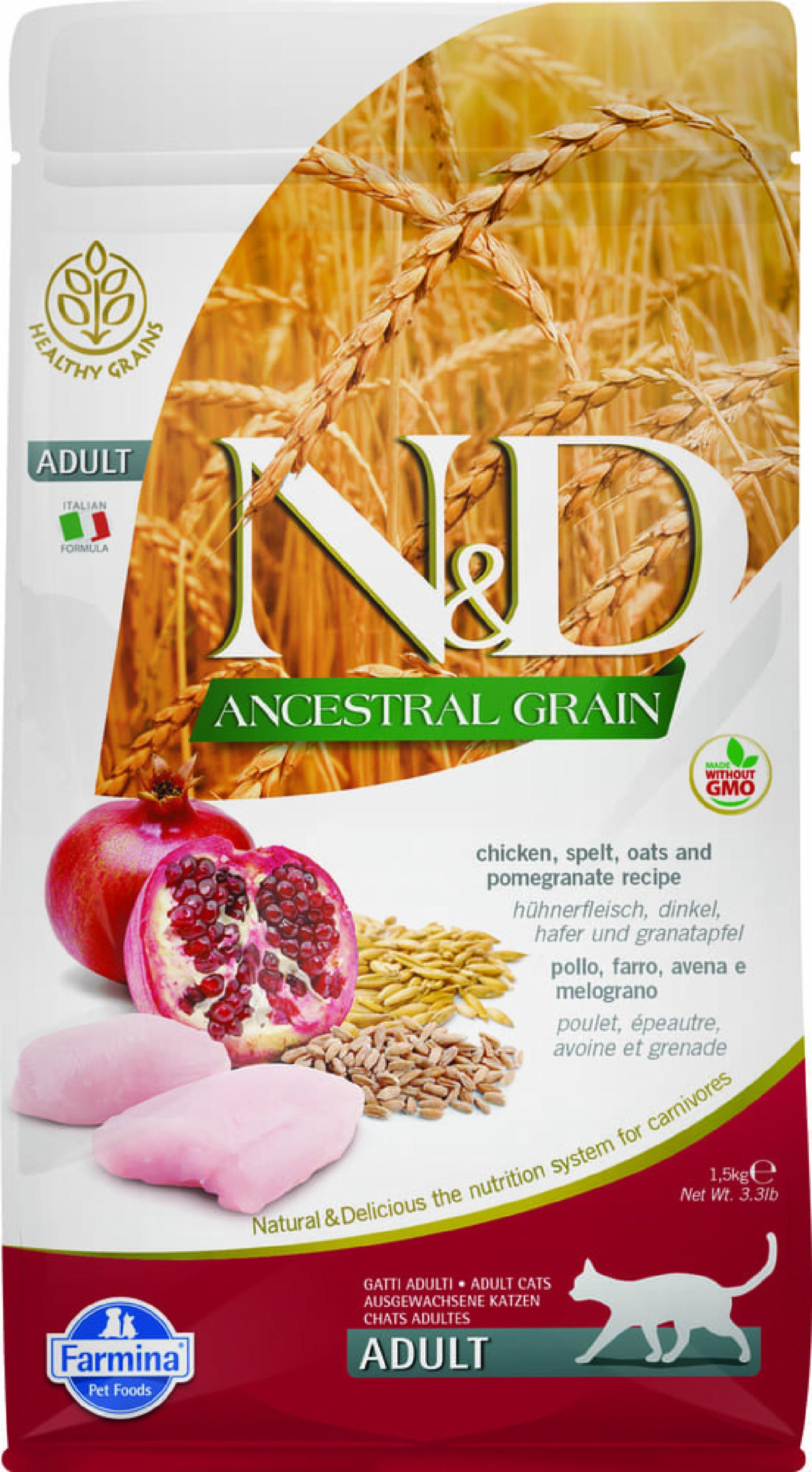 FARMINA Сухой низкозерновой корм для кошек ANCESTRAL GRAIN LINE курица,спельта,овес,гранат Н&Д 11191 1,500 кг 38994