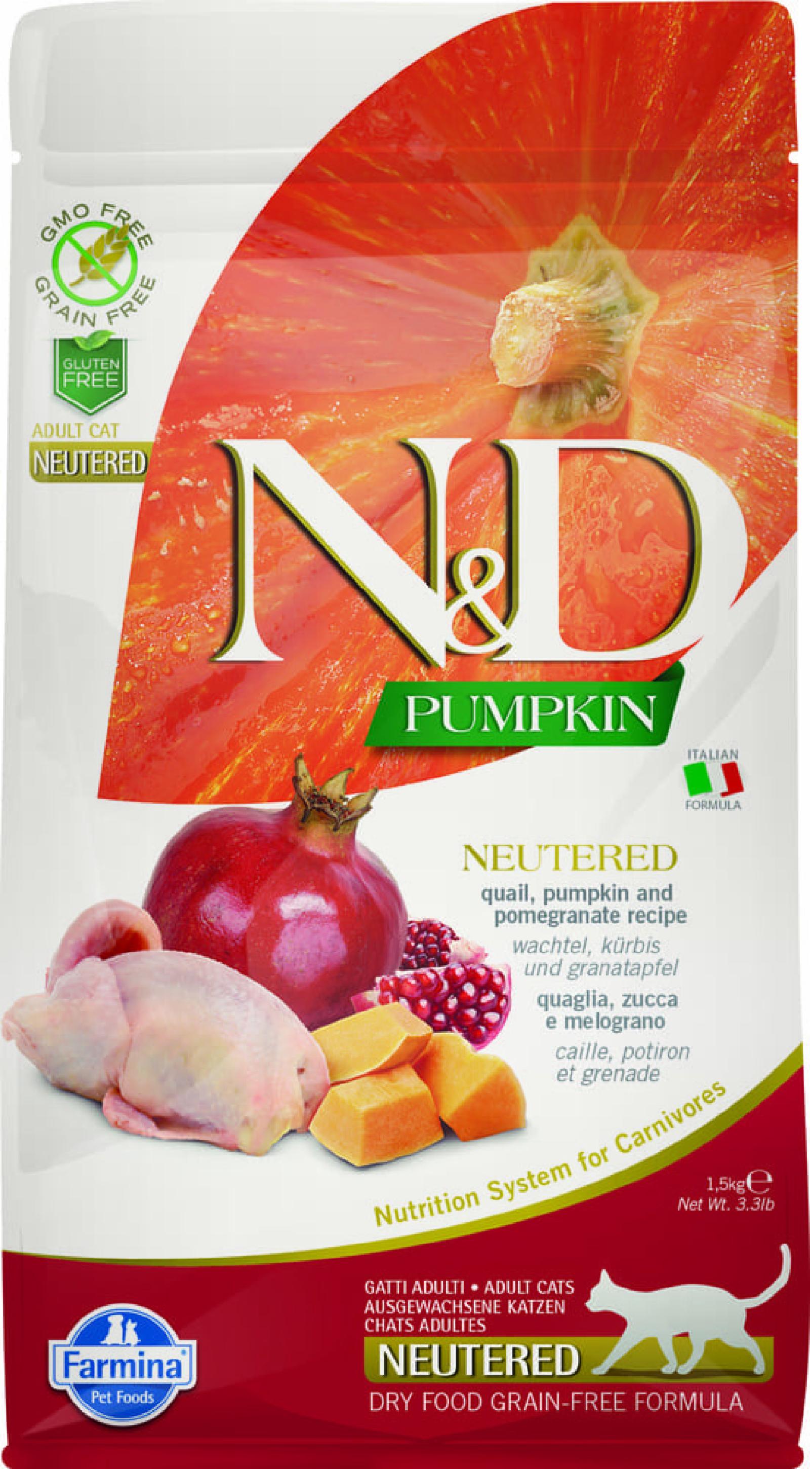 FARMINA Сухой корм для стер-х кошек и кастрированных котов PUMPKIN LINE перепелка с тыквой Н&Д  8793 0,300 кг 38888, 2400100835