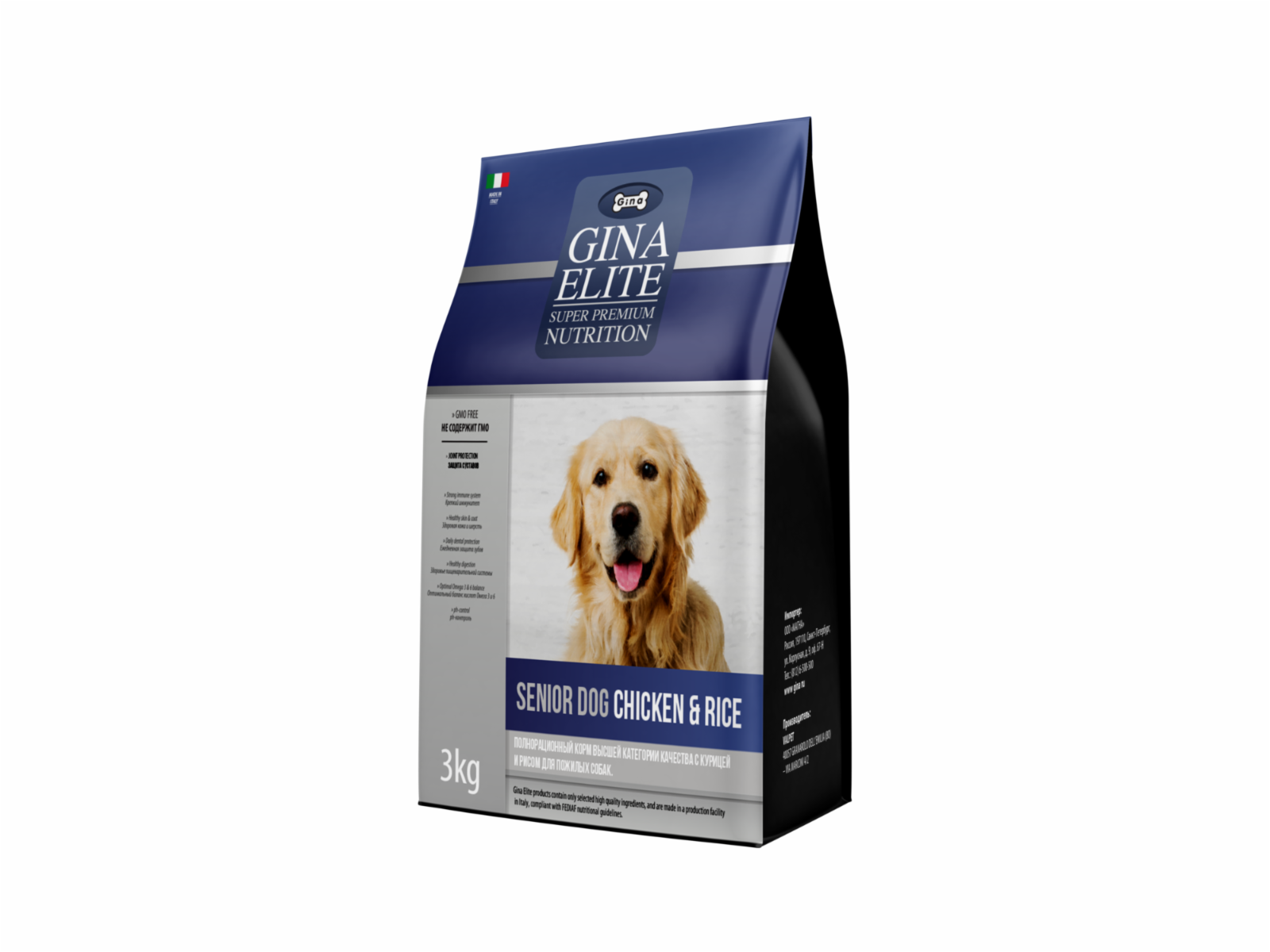Gina Сухой с курицей и рисом для пожилых собак  Elite Senior Dog Chicken&Rice 4650188400619 20,000 кг 57311