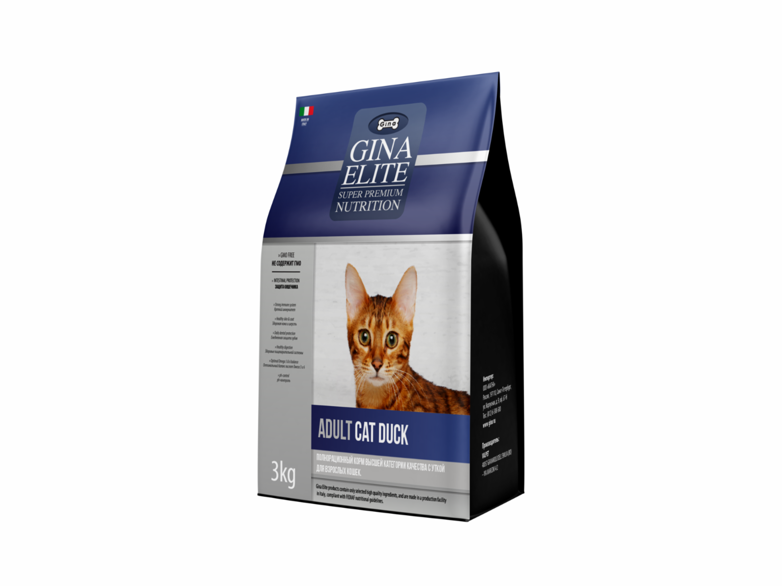 Gina Сухой корм для кошек с уткой  Elite Adult Cat Duck 4650188400473 3,000 кг 57291