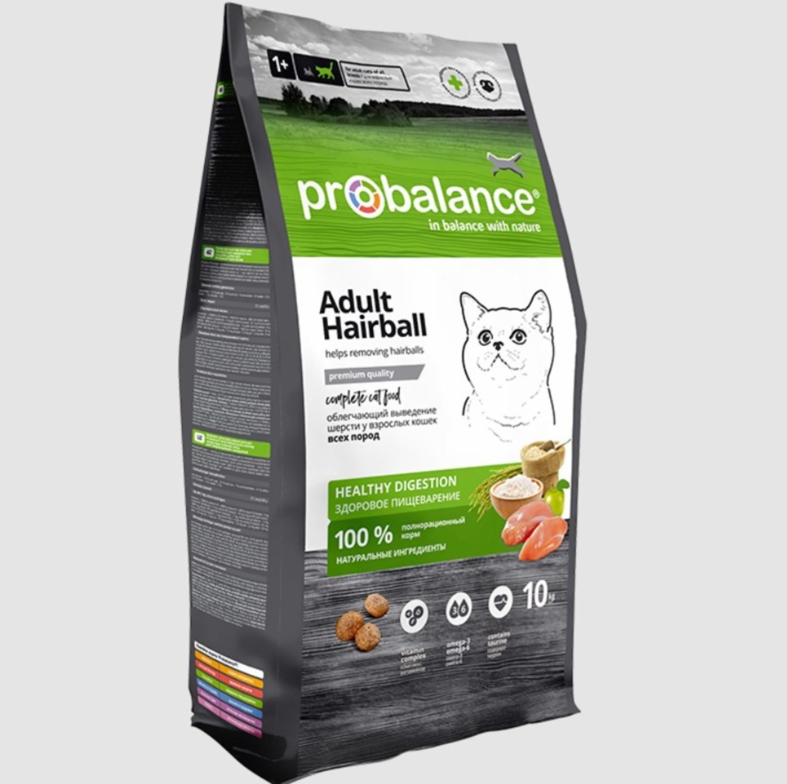 Probalance Корм сухой для кошек облегчающий выведение шерсти Adult Hairball 10 кг 50 LM 318 10.000 кг 65524, 26001001159