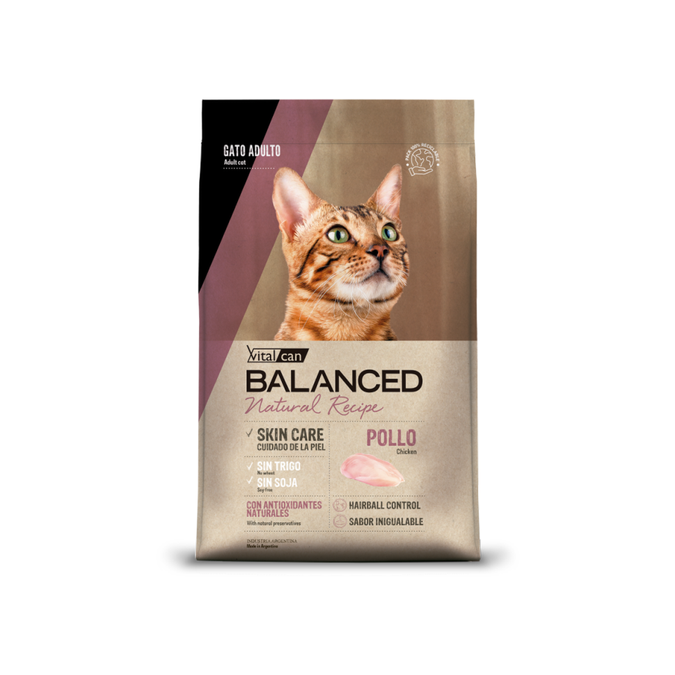 081 Виталкан Корм Balanced Cat Adult Natural Recipe для взрослых кошек с курицей 3 кг, 00-00001268