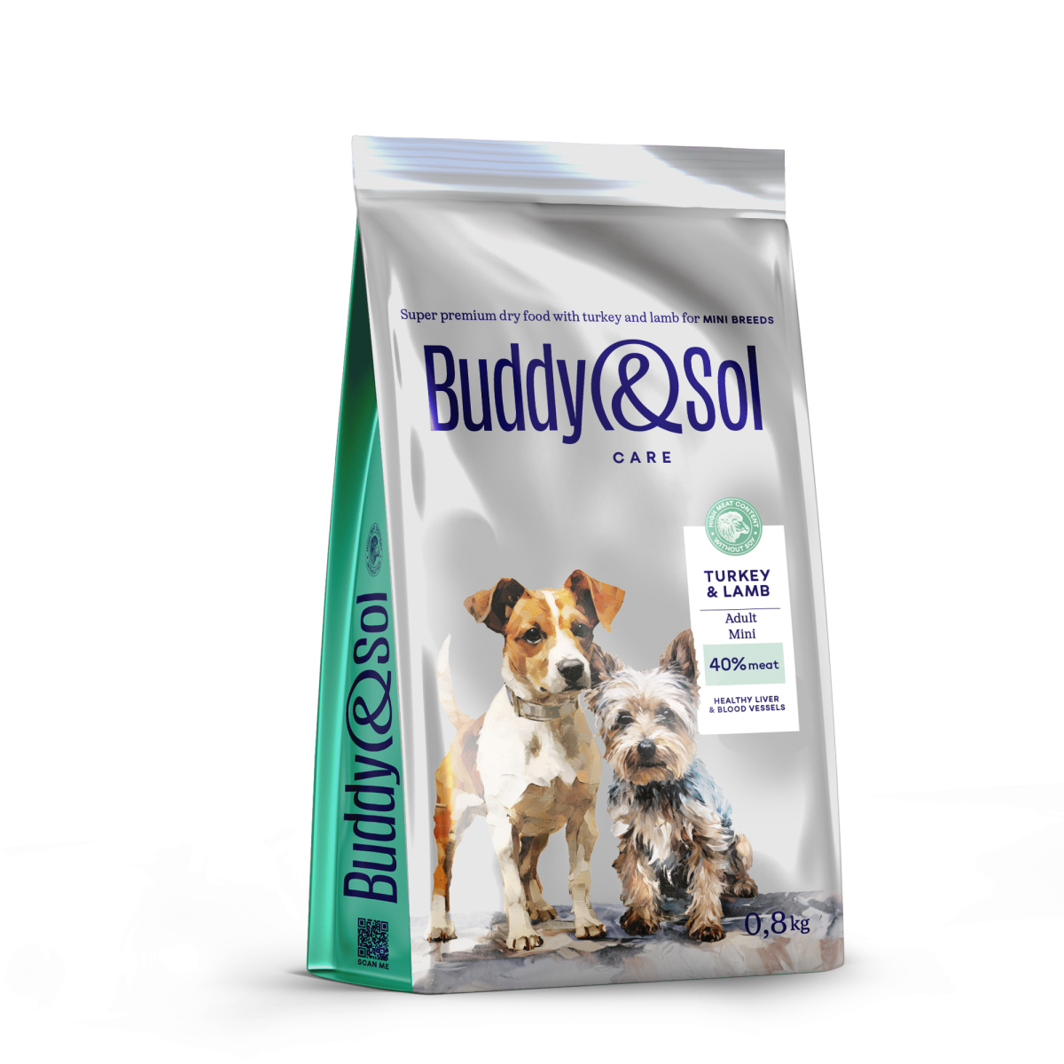 АКЦИЯ -40проц. BUDDY SOL CARE ADULT MINI 800 гр сухой корм для взрослых собак мелких пород с индейкой и ягненком  1x12, 87687