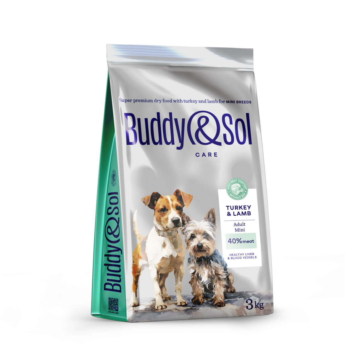 АКЦИЯ -40проц. BUDDY SOL CARE ADULT MINI 3 кг сухой корм для взрослых собак мелких пород с индейкой и ягненком  1x3, 87688