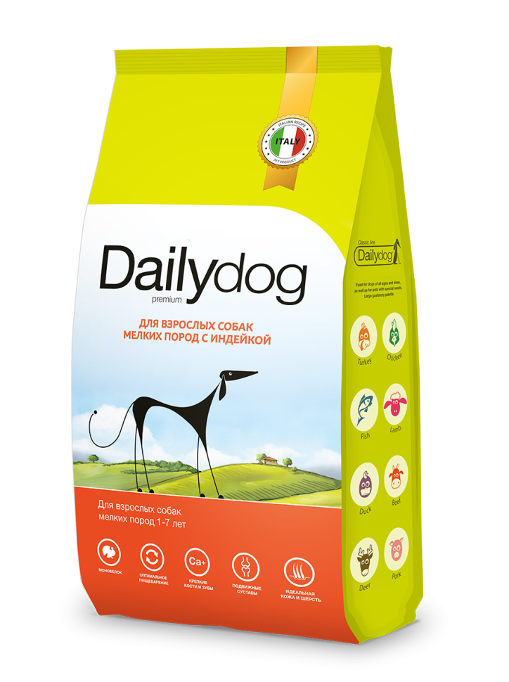 Dailydog корм для взрослых собак мелких пород с индейкой 12кг, 985ДД12DL